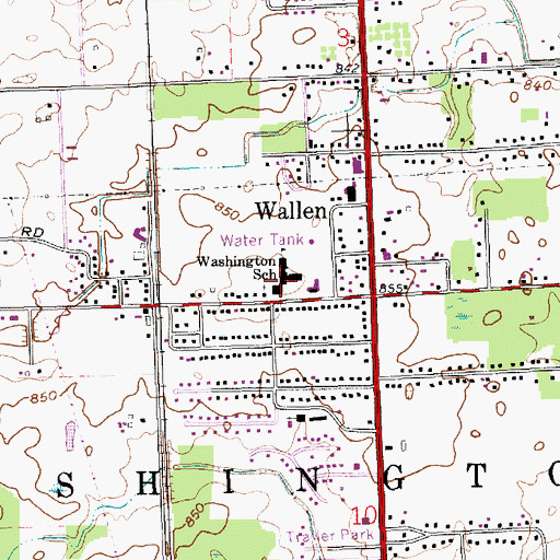 Topographic Map of Washington School, IN