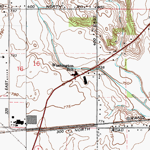 Topographic Map of Washington Township School, IN