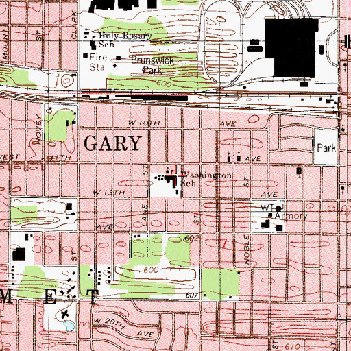 Topographic Map of George Washington Elementary School, IN