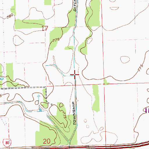 Topographic Map of Washington Township Ditch, IN