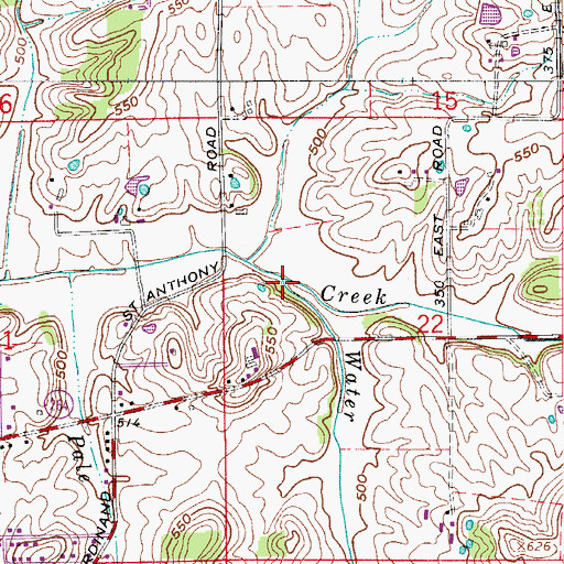 Topographic Map of Water Run, IN