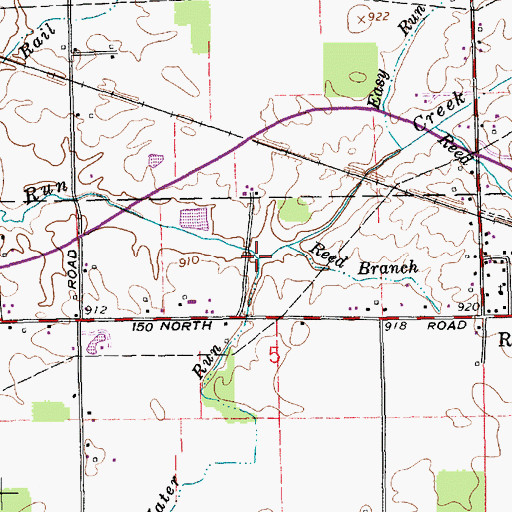 Topographic Map of Water Run, IN