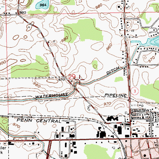 Topographic Map of Waterhouse Ditch, IN