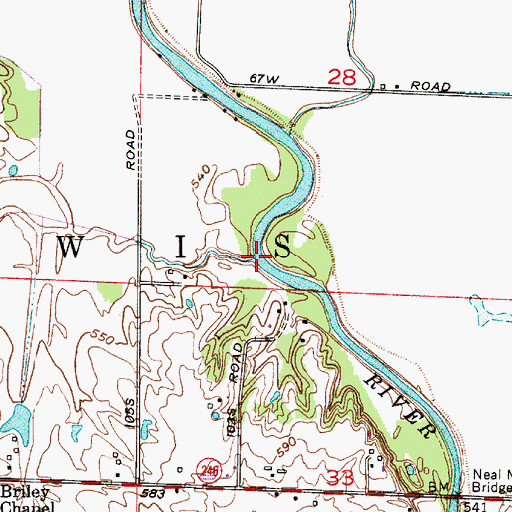 Topographic Map of Watkins Creek, IN