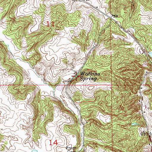 Topographic Map of Watkins Spring, IN