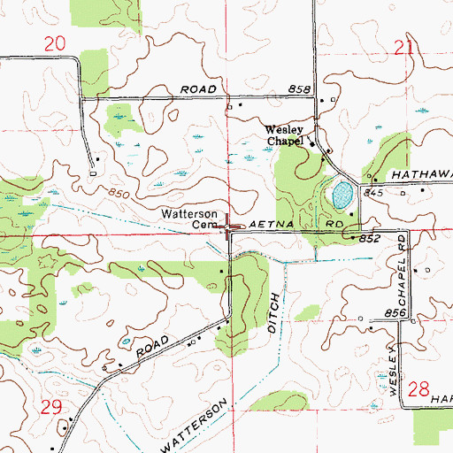 Topographic Map of Watterson Cemetery, IN