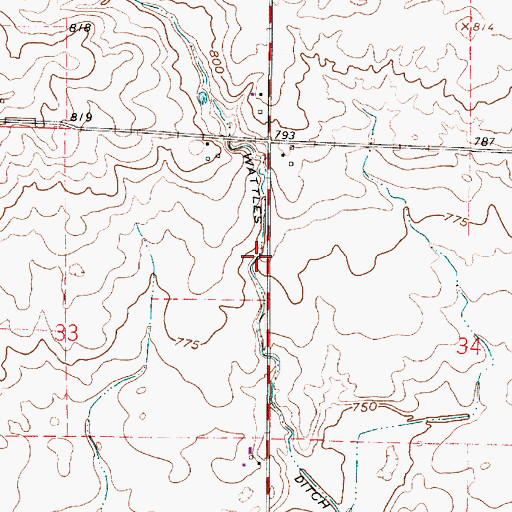 Topographic Map of Wattles Ditch, IN