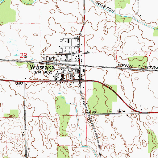 Topographic Map of Wawaka, IN