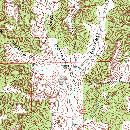 Topographic Map of Way Hollow, IN
