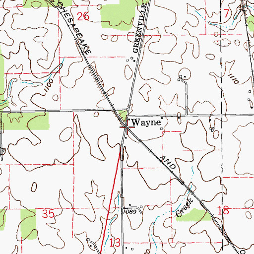 Topographic Map of Wayne, IN
