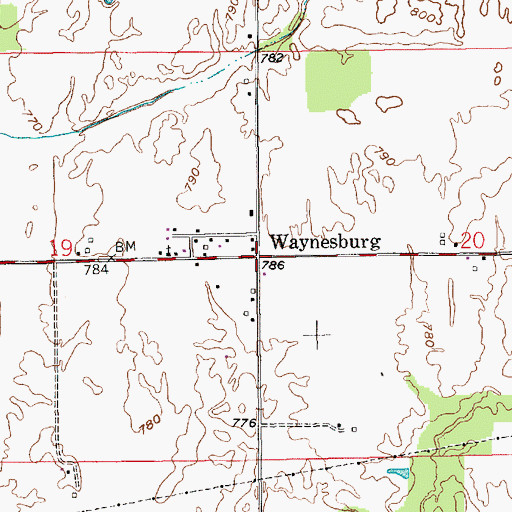 Topographic Map of Waynesburg, IN