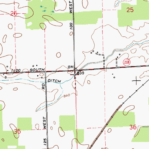 Topographic Map of Wearley Ditch, IN