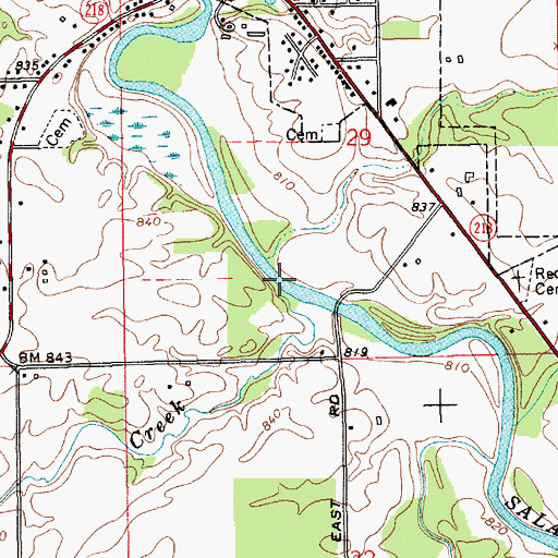 Topographic Map of Weasel Creek, IN