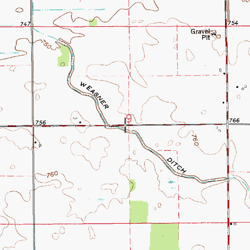 Topographic Map of Weasner Ditch, IN