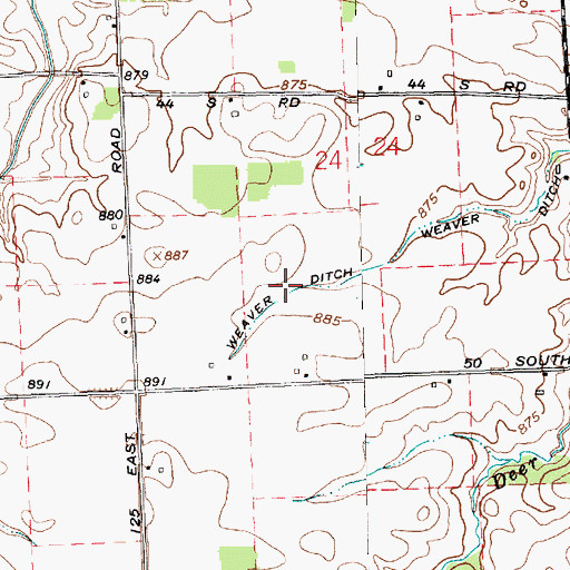 Topographic Map of Weaver Ditch, IN