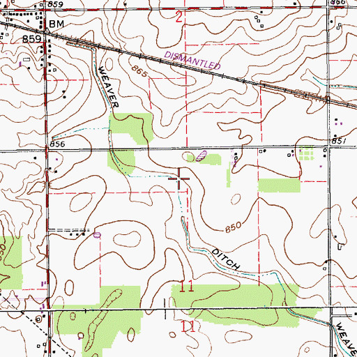 Topographic Map of Weaver Ditch, IN