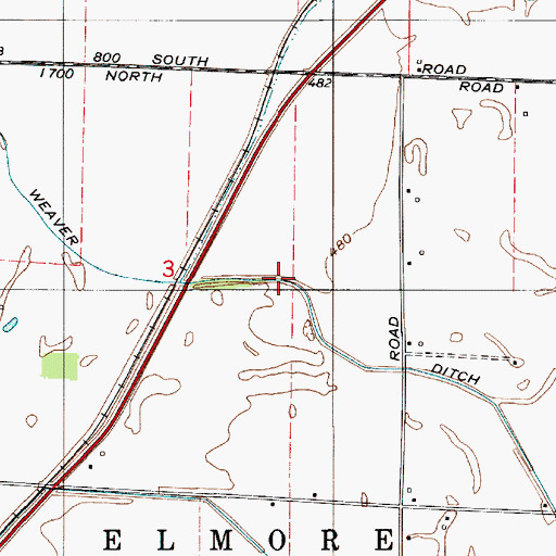 Topographic Map of Weaver Ditch, IN