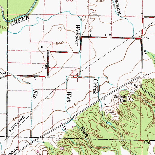Topographic Map of Web Run, IN