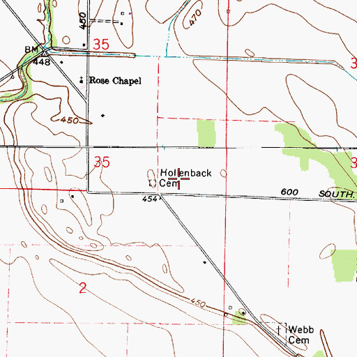 Topographic Map of Webb Cemetery, IN