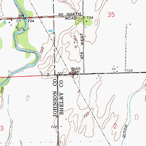 Topographic Map of Webb Cemetery, IN