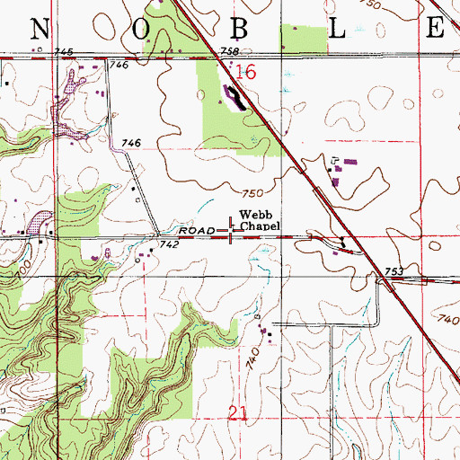 Topographic Map of Webb Chapel, IN