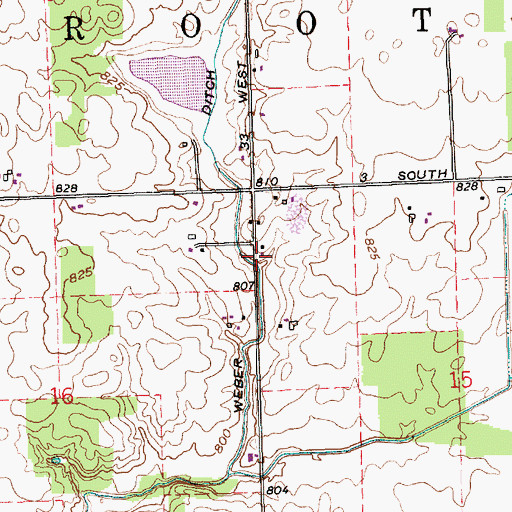 Topographic Map of Weber Ditch, IN