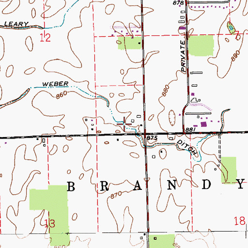 Topographic Map of Weber Ditch, IN