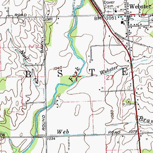 Topographic Map of Webster Creek, IN