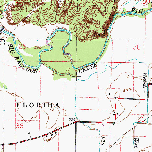 Topographic Map of Webster Creek, IN