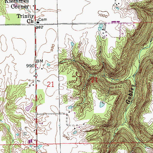 Topographic Map of Wee Wee Hill, IN