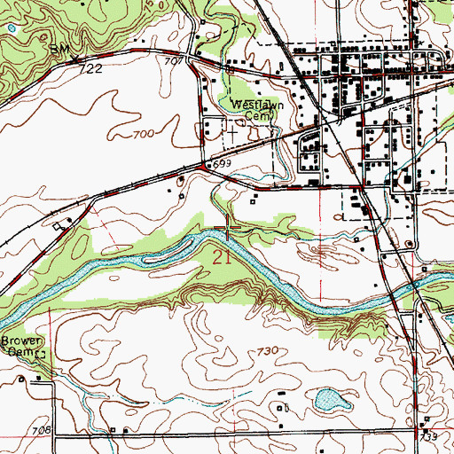 Topographic Map of Weesau Creek, IN