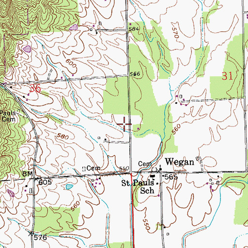 Topographic Map of Wegan, IN
