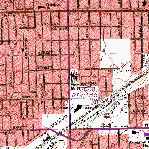 Topographic Map of Weir School Number 71 (historical), IN