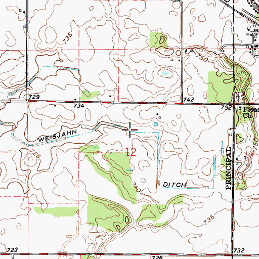 Topographic Map of Weisjahn Ditch, IN