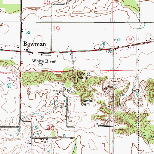 Topographic Map of Weist Cemetery, IN