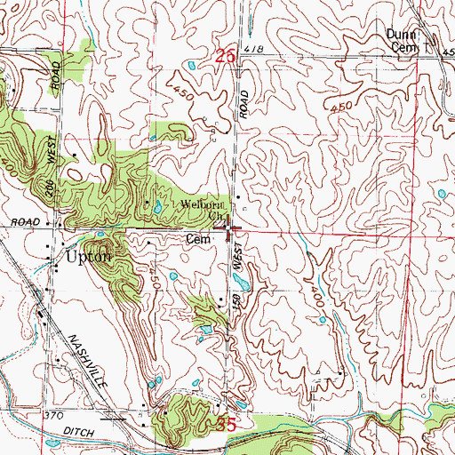 Topographic Map of Welborn Church, IN