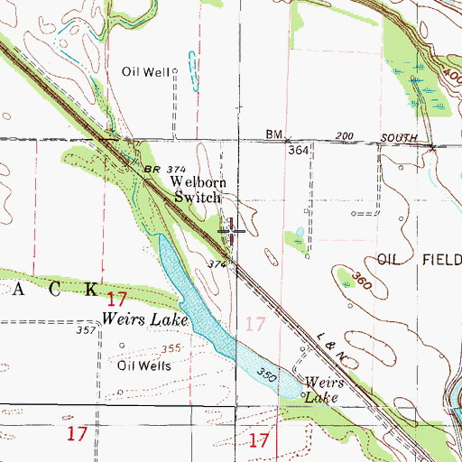 Topographic Map of Welborn Switch, IN