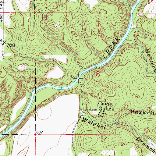 Topographic Map of Welchel Branch, IN