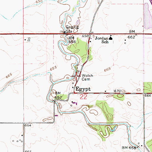 Topographic Map of Welsh Cemetery, IN