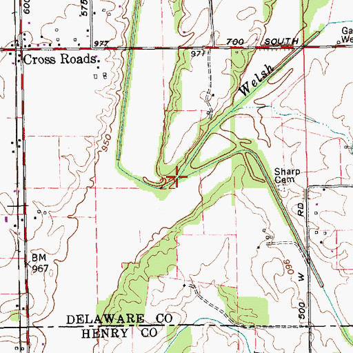 Topographic Map of Welsh Creek, IN