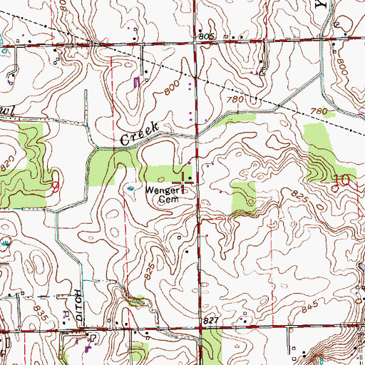 Topographic Map of Wenger Cemetery, IN