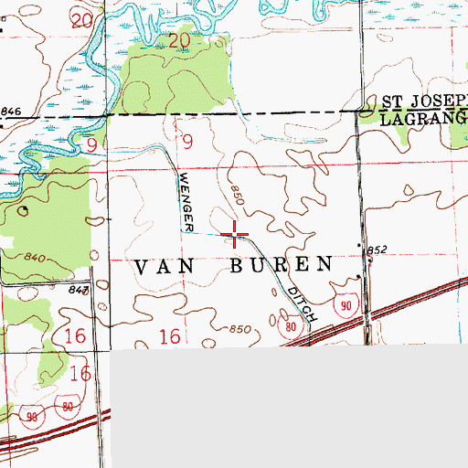 Topographic Map of Wenger Ditch, IN