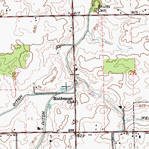 Topographic Map of Werntz Ditch, IN