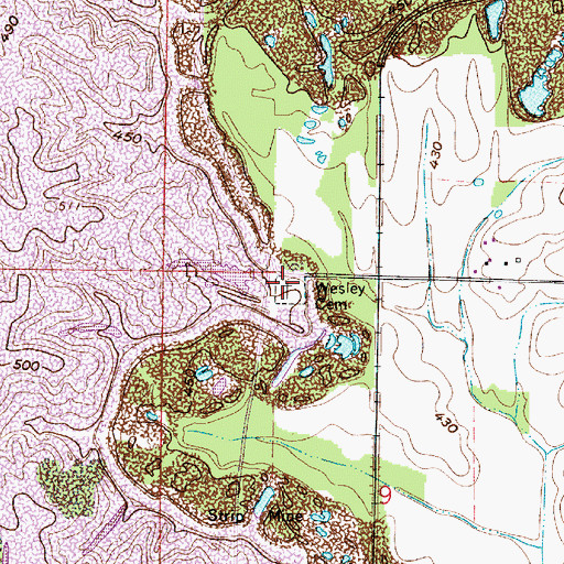 Topographic Map of Wesley Cemetery, IN