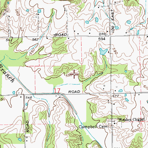 Topographic Map of Wesley Chapel, IN