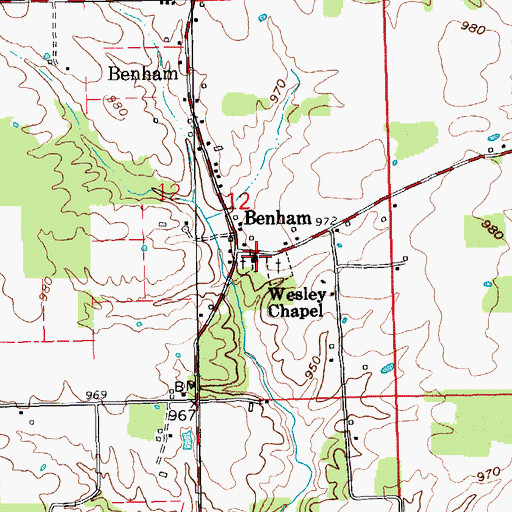Topographic Map of Wesley Chapel, IN