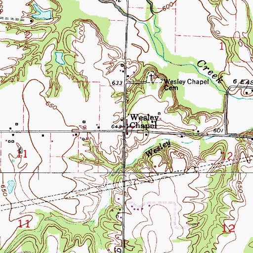 Topographic Map of Wesley Chapel, IN
