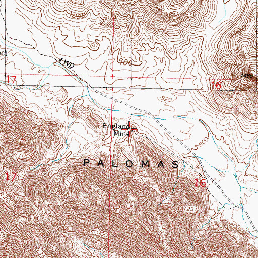 Topographic Map of England Mine, AZ