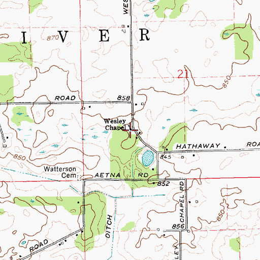 Topographic Map of Wesley Chapel, IN