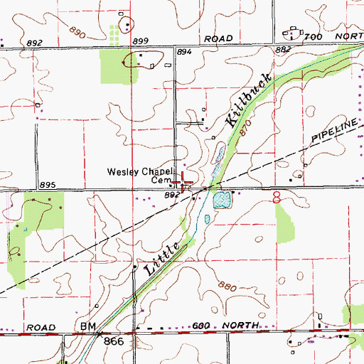 Topographic Map of Wesley Chapel Cemetery, IN